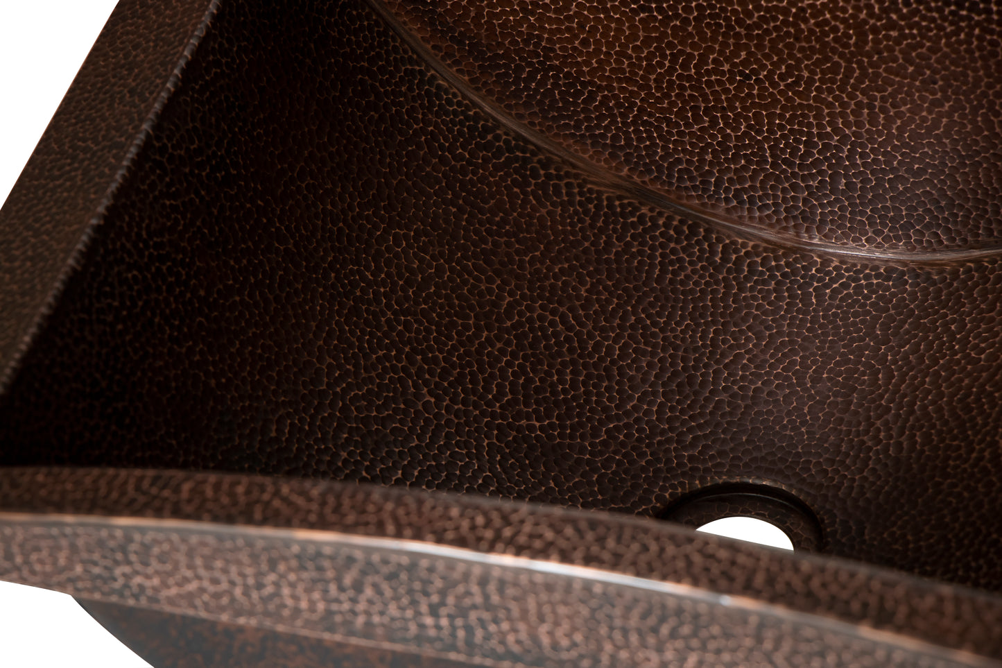 20" Rectangular Apron Curved Bottom Hammered Copper Bathroom Sink