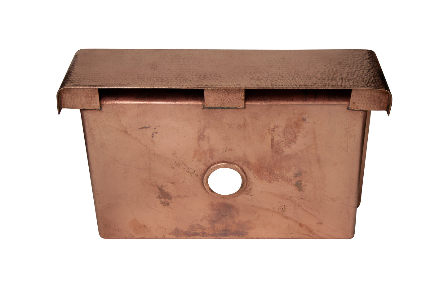 33" Farmhouse Single Well Plain Straight Apron Hammered Copper Kitchen Sink