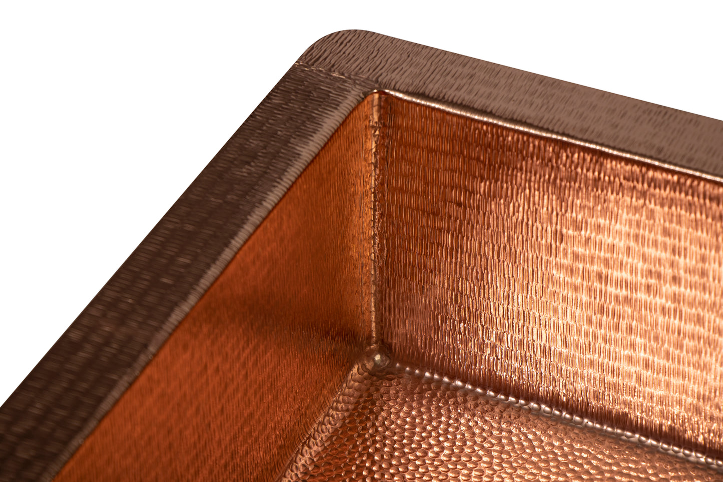 33" Farmhouse Single Well Plain Straight Apron Hammered Copper Kitchen Sink