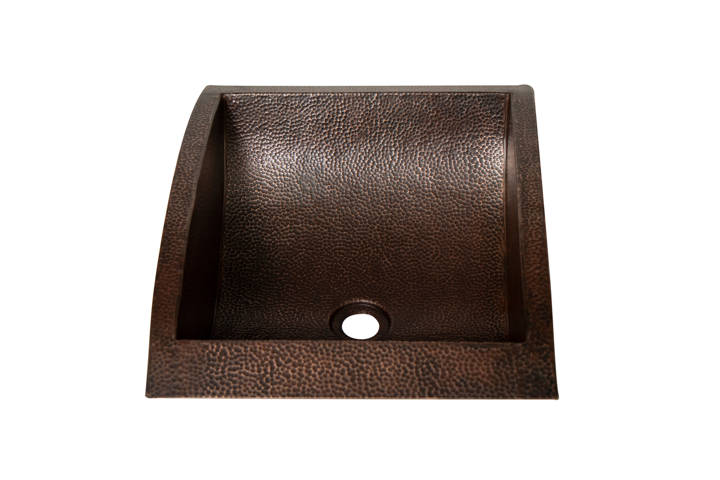 20" Rectangular Apron Curved Bottom Hammered Copper Bathroom Sink